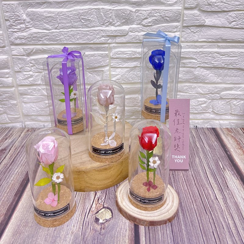 小王子玫瑰 永生玫瑰花玻璃罩/迷你花盅 - 乾燥花/永生花 - 植物．花 