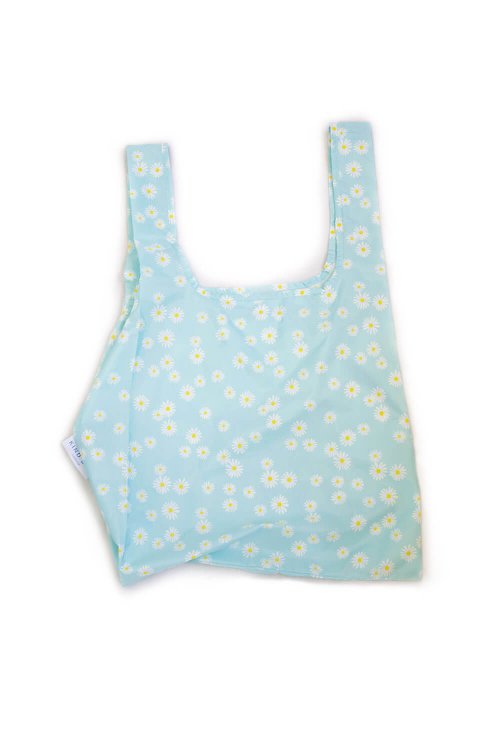 Kind Bag 台灣 英國Kind Bag-環保收納購物袋-中-粉藍雛菊