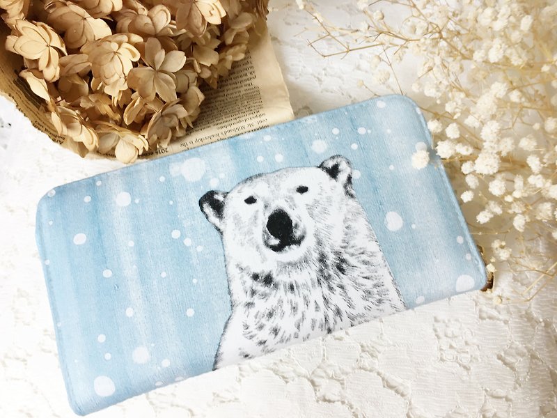Hand a gift "long clip" polar bear / Valentine's Day birthday Mother's Day exchange gift - Wallets - Genuine Leather 