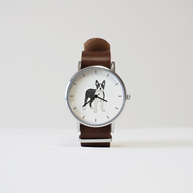 boston terrier watch - นาฬิกาผู้หญิง - วัสดุอื่นๆ สีดำ