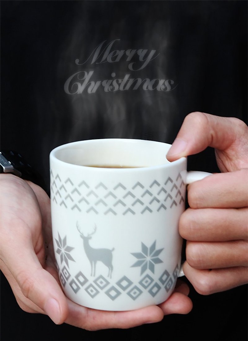 Christmas mug -Silver Deer  Available in 5 designs - Mugs - Porcelain Silver
