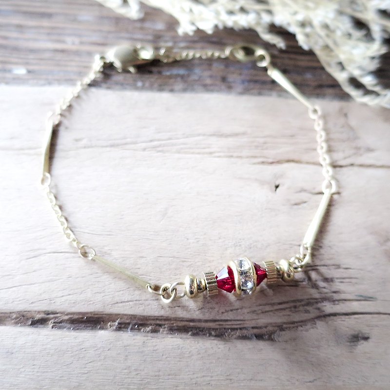 ♦ ViiArt ♦ afar - ♦ red antique Bronze beads Stone diamond bracelet - Bracelets - Other Metals Gold