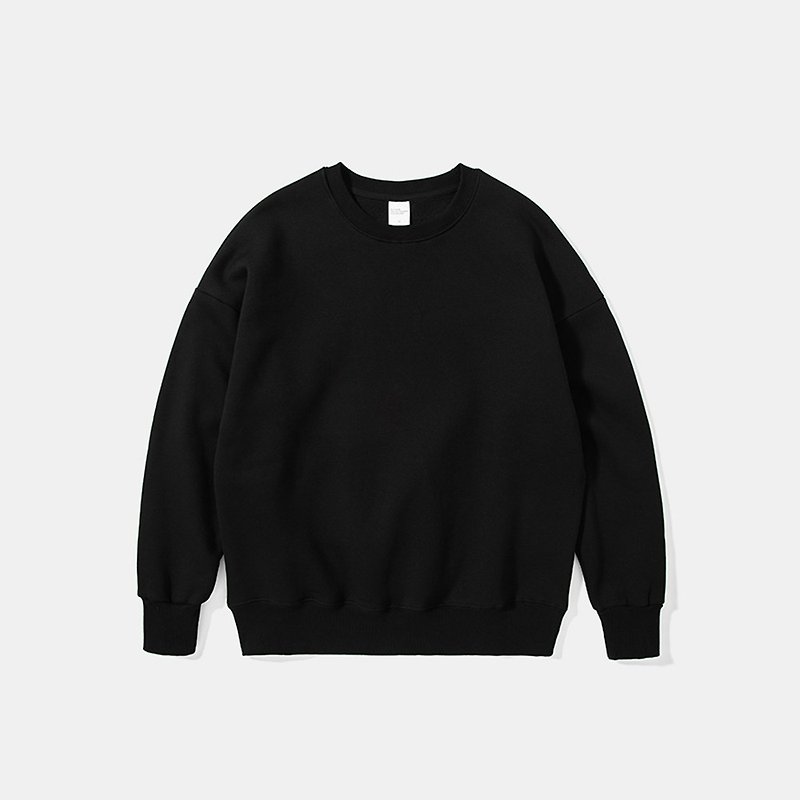 Long Sleeve Round Collar University T :: Black :: Unisex Wearable :: 166W1702 - Men's T-Shirts & Tops - Cotton & Hemp Black