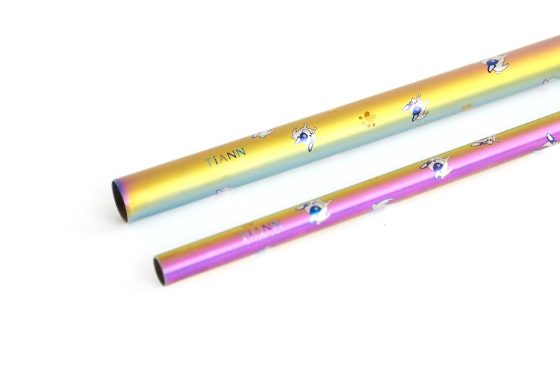 TiStraw Titanium Straw Set in Bulldog (8 mm & 12 mm) - Chopsticks - Other Metals Multicolor