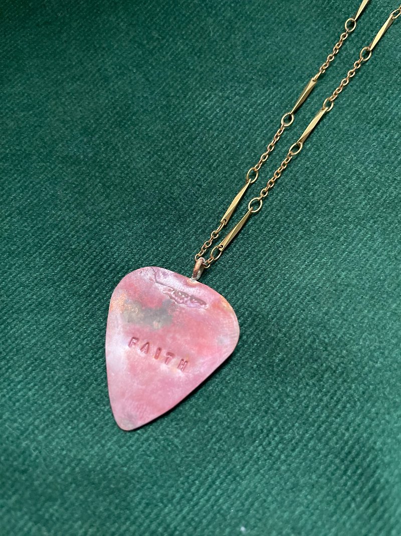 Guitar PICK Faith Necklace - Necklaces - Copper & Brass Red