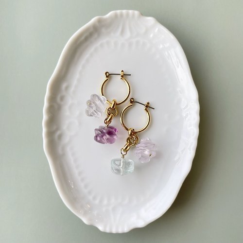 Lunka Handmade Accessories Fluorite amulet earrings ピアス/イヤリング no.1