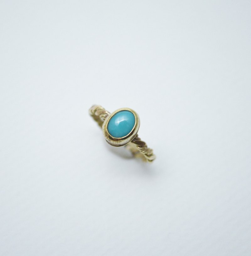 Simple Series-Turquoise‧Brass Open Ring-Type1 - แหวนทั่วไป - ทองแดงทองเหลือง สีทอง