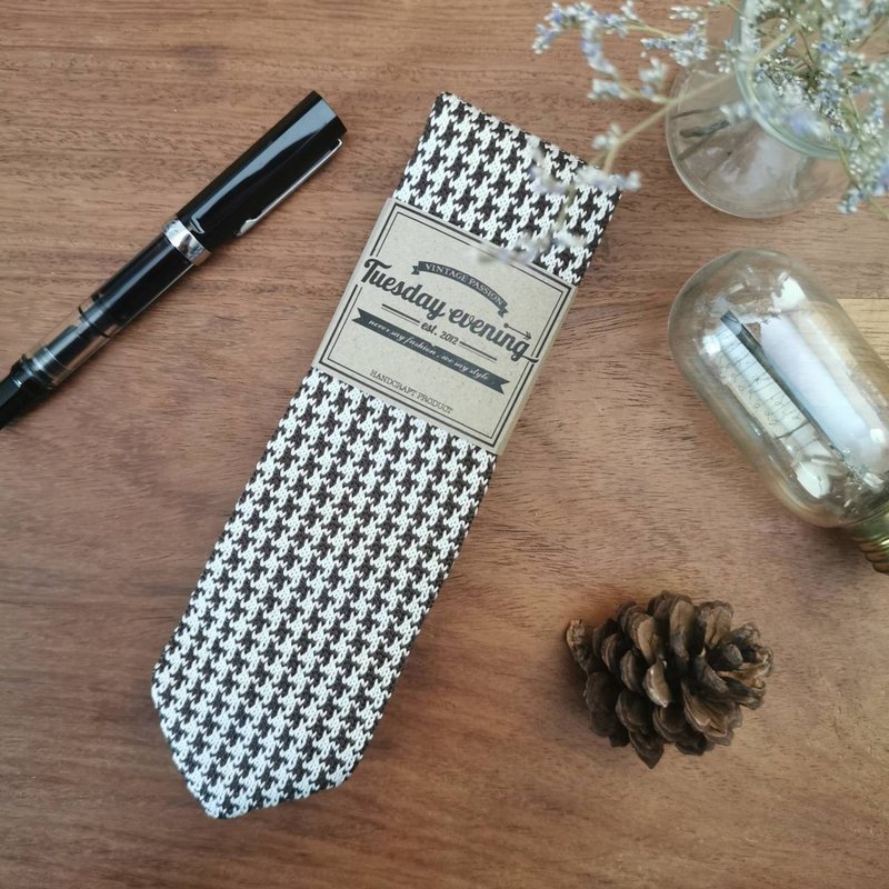 Necktie Dark Brown Shinori Knitted Tie - 領帶/領帶夾 - 其他材質 咖啡色