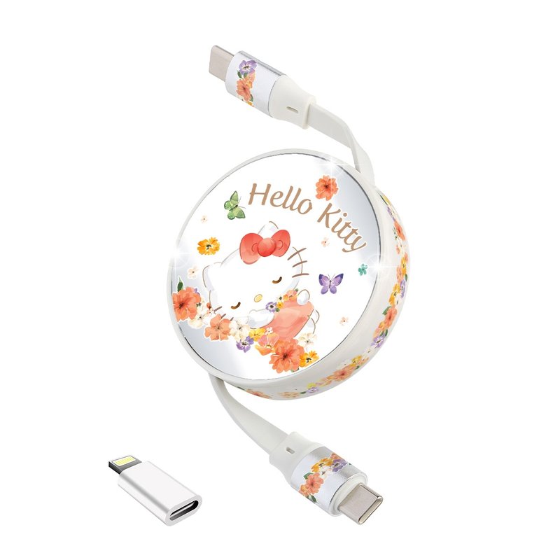 Retractable USB-C Data Sync/ Charging Cable – Hello Kitty - Chargers & Cables - Plastic Silver