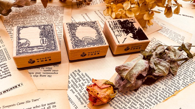 NO.SS005 歌德感郵票套組.B Gothic Stamp Set.B / 櫸木印章 - 印章/印台 - 木頭 卡其色