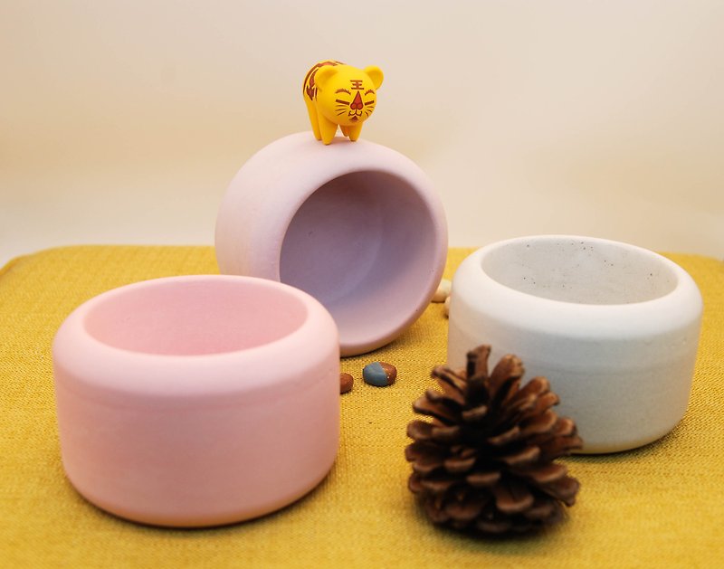 Single color round clay pot (marl/pink purple/pink) - ตกแต่งต้นไม้ - ปูน สีเทา