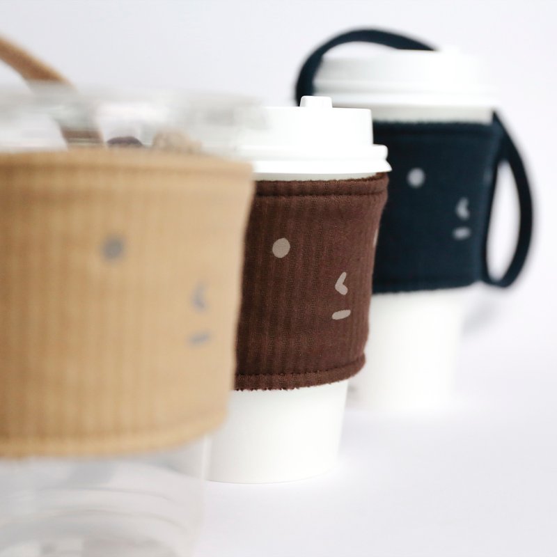 Not a paper cup cover/three colors - ถุงใส่กระติกนำ้ - ผ้าฝ้าย/ผ้าลินิน สีนำ้ตาล