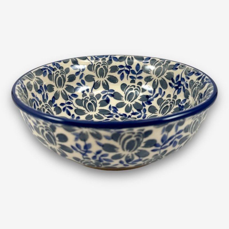 波蘭手繪手工陶-淺碗 飯碗 15.5cm 一抹藍彩系列 設計師款 - 碗 - 陶 藍色