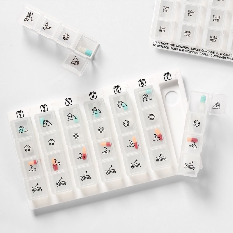 7 Day Week Pill Box - Storage - Plastic White