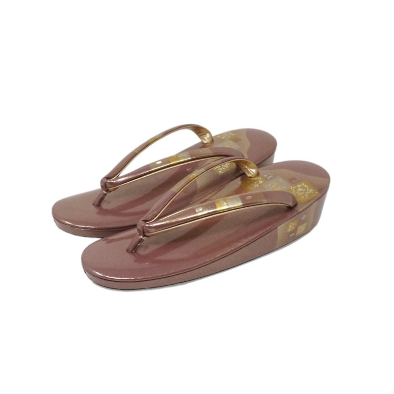 Gold-colored genuine leather formal sandals, free size - อื่นๆ - หนังแท้ สีม่วง