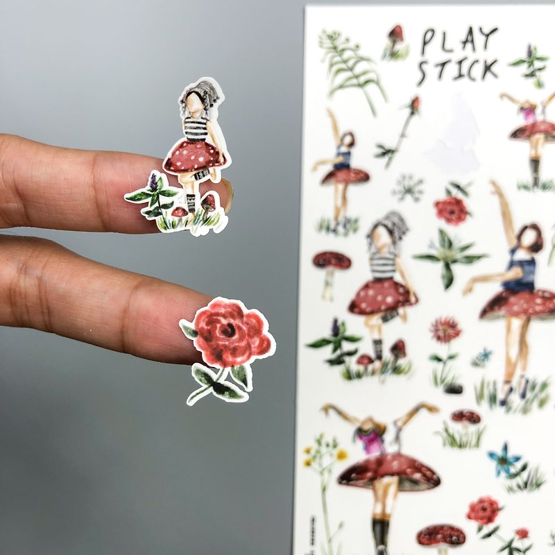 Sticker – Mushroom girl - 貼紙 - 紙 多色