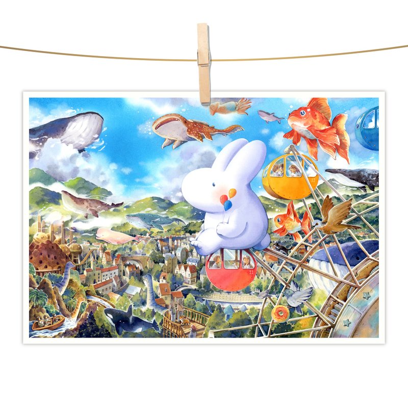 afu watercolor illustration postcard-Heart Paradise - Cards & Postcards - Paper 