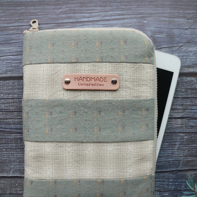 6吋 電子書 收納包 (閱讀器保護套) L型拉鍊袋電子書保護套 - 電腦包/筆電包 - 棉．麻 