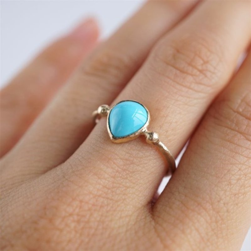 Custom order Sleeping beauty turquoise ring  OP727K10YG - 戒指 - 其他金屬 