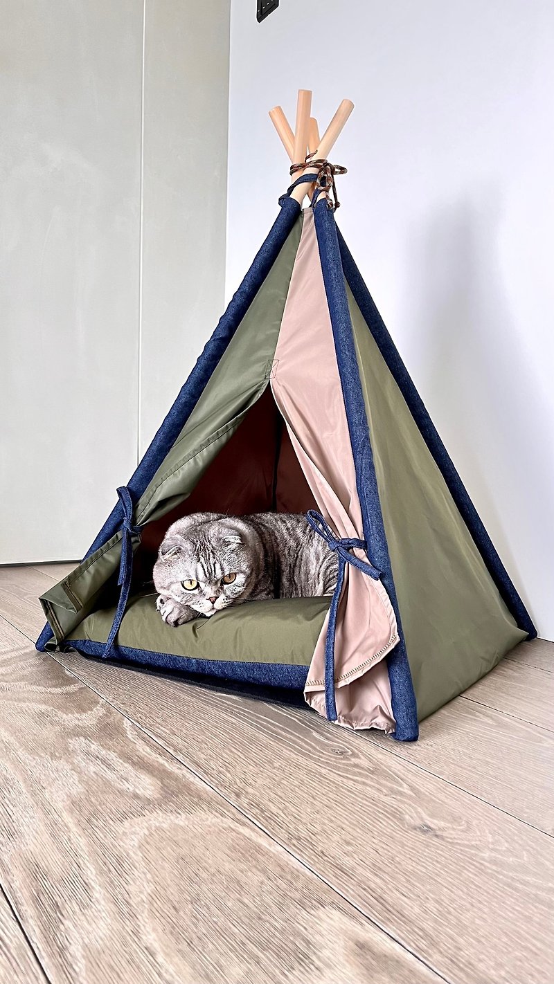貓咪露營帳篷 - 寵物床墊/床褥 - 防水材質 卡其色