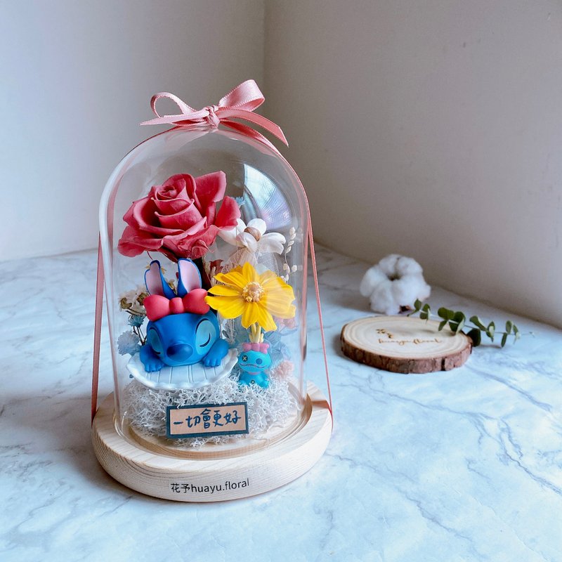 (Customized) Preserved flower dried flower glass cover doll for opening birthday and beauty industry gift - Dried Flowers & Bouquets - Plants & Flowers Multicolor