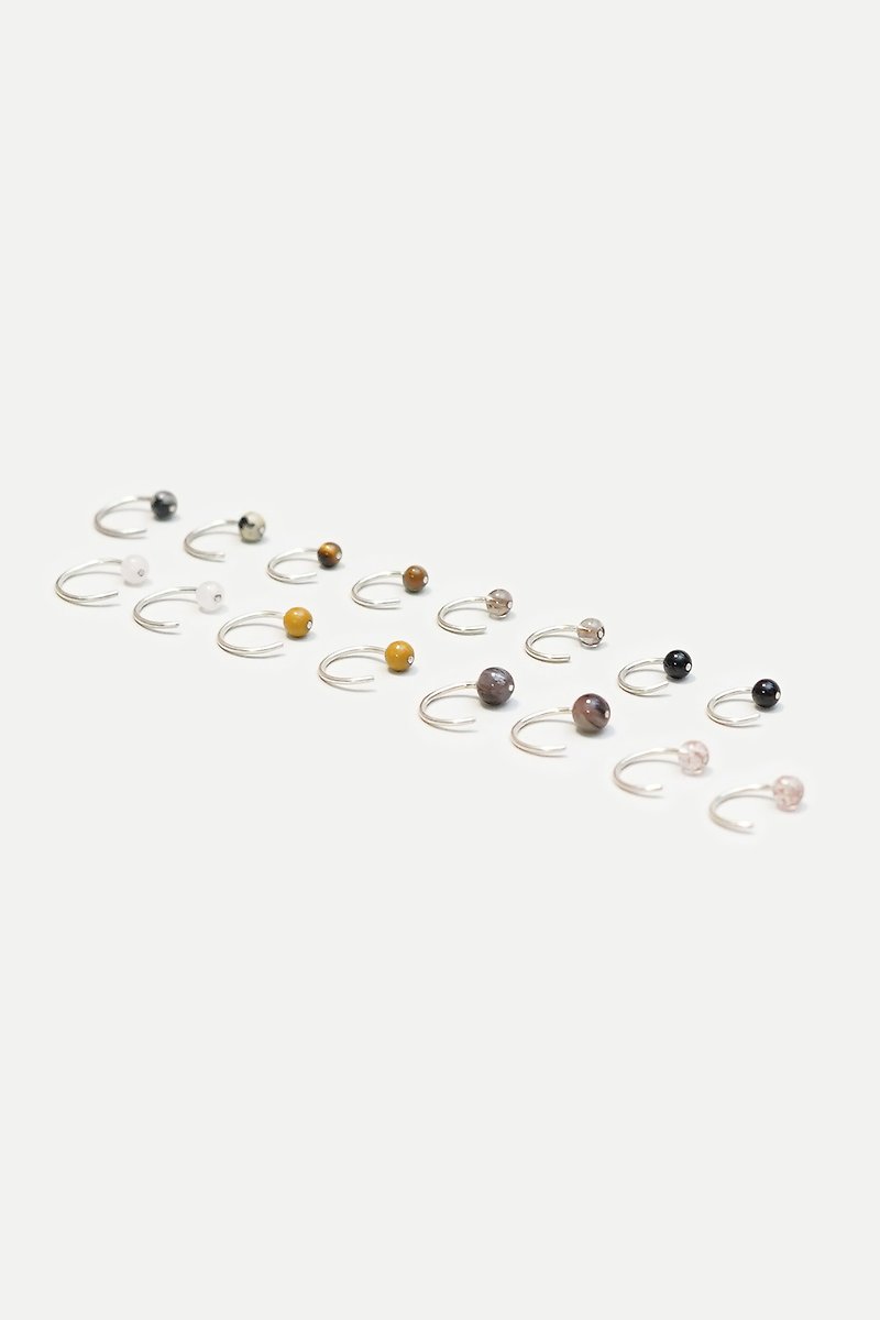 水晶耳鈎 | 簡約 | 原創設計 | 天然石 - 耳環/耳夾 - 半寶石 咖啡色