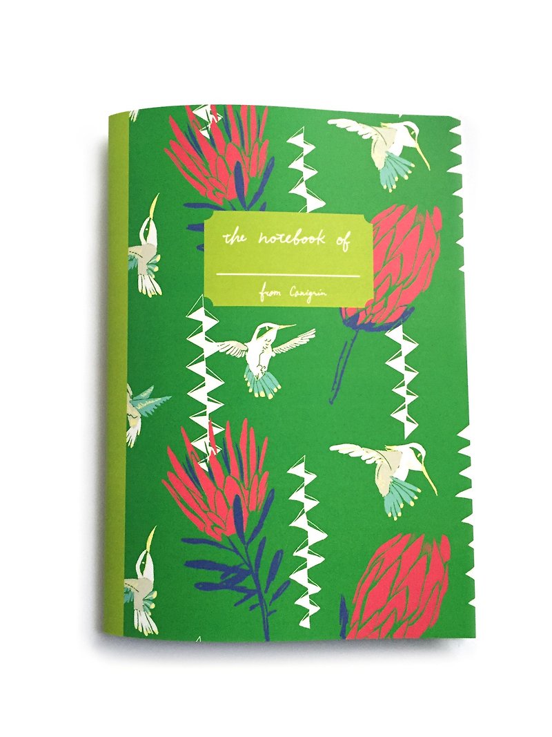蜂鳥與海神花 A5方格筆記本-正綠 - 筆記本/手帳 - 紙 綠色