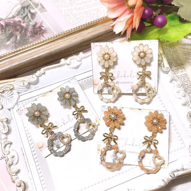 Elegant and elegant floral earrings 925/14KGF earrings - Earrings & Clip-ons - Colored Glass Multicolor