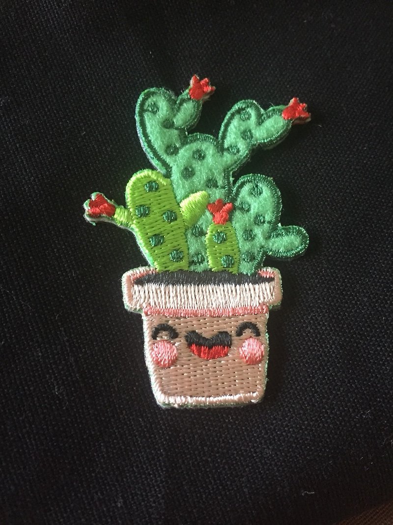 Laughing Mimi Cactus Self-adhesive Embroidered Cloth Sticker-Healing Cactus Series - Knitting, Embroidery, Felted Wool & Sewing - Thread 
