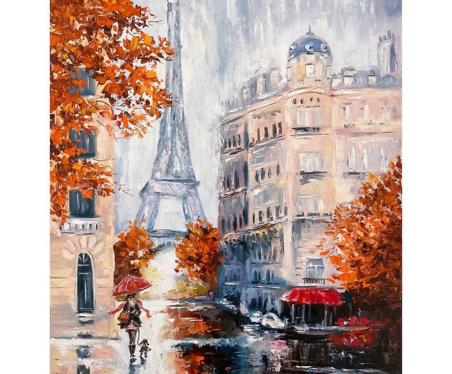 パリの油絵 原画 エッフェル塔の絵 秋のアート - ショップ Soulart 