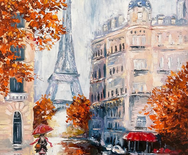 パリの油絵 原画 エッフェル塔の絵 秋のアート - ショップ Soulart 