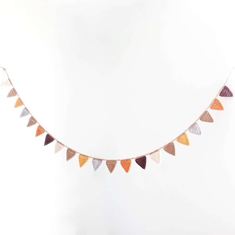 Crochet Brown Triangle Garland Party Camping Picnic Birthday Interior Deco - Wall Décor - Other Man-Made Fibers Brown