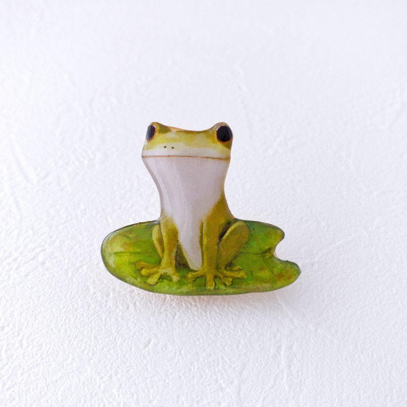 Smiling frog brooch - Brooches - Resin Green