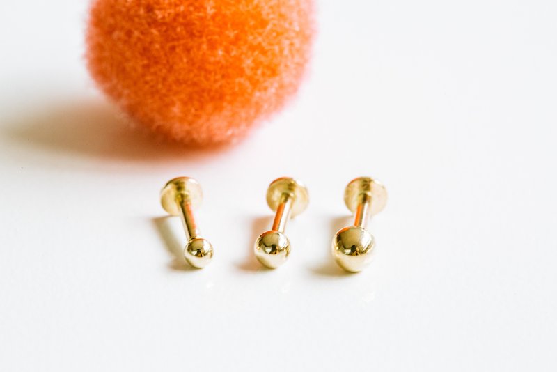 Precious Metals Earrings & Clip-ons Yellow - 14K Gold Ball Cartilage Helix Tragus Internally Threaded Piercing Earring Labret