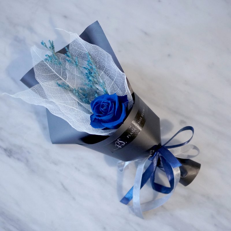 PlantSenseバレンタイン特別選挙 - 不死化シングル青い花プリザーブドフラワーは、カートンパッケージでバラだけカストラート - 観葉植物 - 寄せ植え・花 ブルー