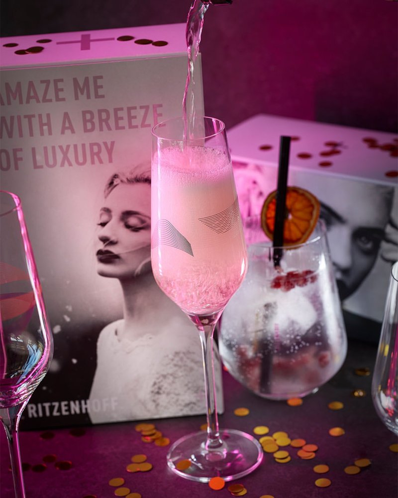 【快速出貨】德國 RITZENHOFF流光系列香檳氣泡酒對杯組(1組2入) - 酒杯/酒器 - 玻璃 透明