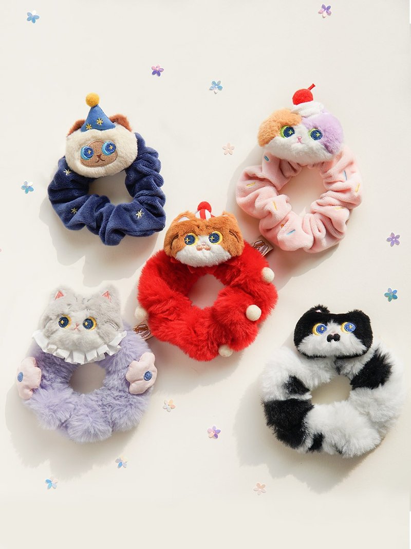 MEWJI original cat Japanese cute JK college versatile autumn and winter plush large intestine hair ring hair accessories gift - เครื่องประดับผม - เส้นใยสังเคราะห์ 