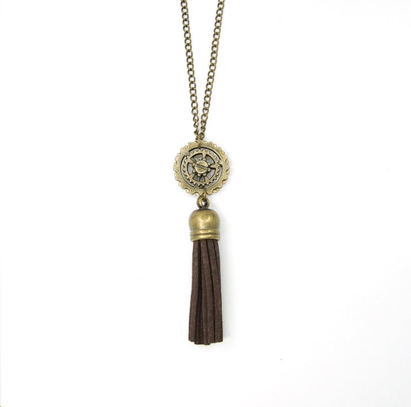 蒸汽朋克 steampunk 復古 金屬齒輪 流蘇飾品 長款吊墜 項鏈 - 項鍊 - 其他材質 金色