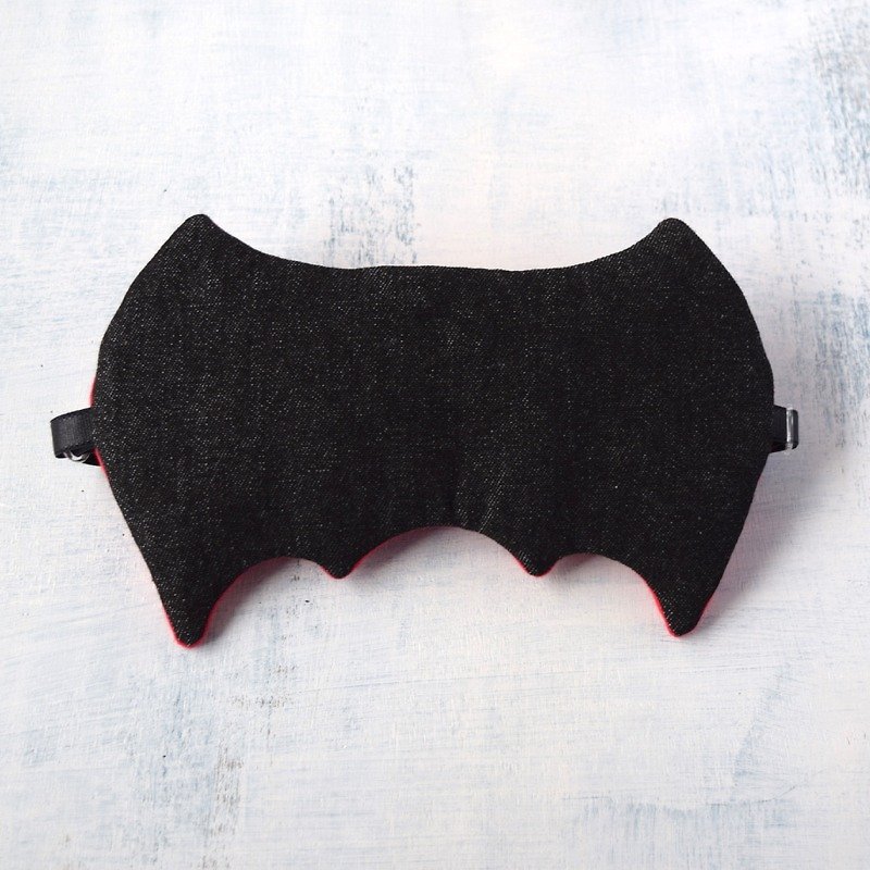 Bat Big Brother   Sleep Mask | storage pouch | travel | nap - ผ้าปิดตา - ผ้าฝ้าย/ผ้าลินิน สีดำ