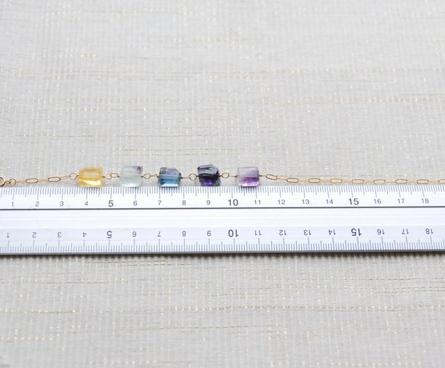 タンブルカットフローライトの5石のブレスレットC 14kgf