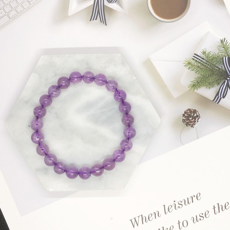 薰衣草紫晶 天然水晶 客製化 手鏈 集中力 記憶力 清晰頭腦 - 手鍊/手環 - 水晶 紫色