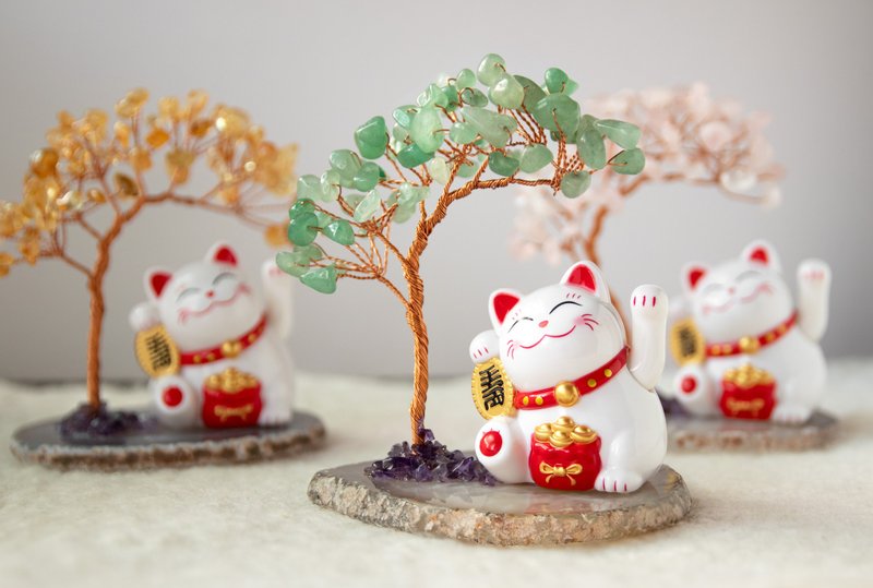 轉運 新年 許願 水晶樹 招財 療癒 人緣  招財貓 - 擺飾/家飾品 - 寶石 多色