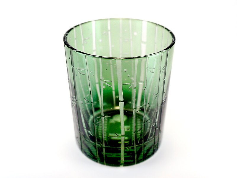 Glass of bamboo grove and fireflies 【翡翠】 - Cups - Glass Green