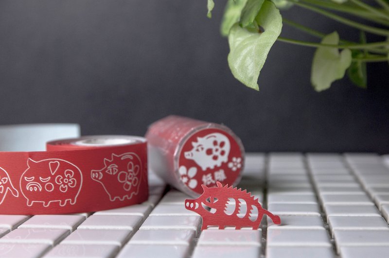 [Co-branded] 25 degree design paper carving paper tape hollow design paper tape - มาสกิ้งเทป - กระดาษ สีแดง