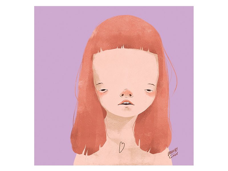 Mandy Chan Portrait Cards / Red long hair girl - Cards & Postcards - Paper Pink
