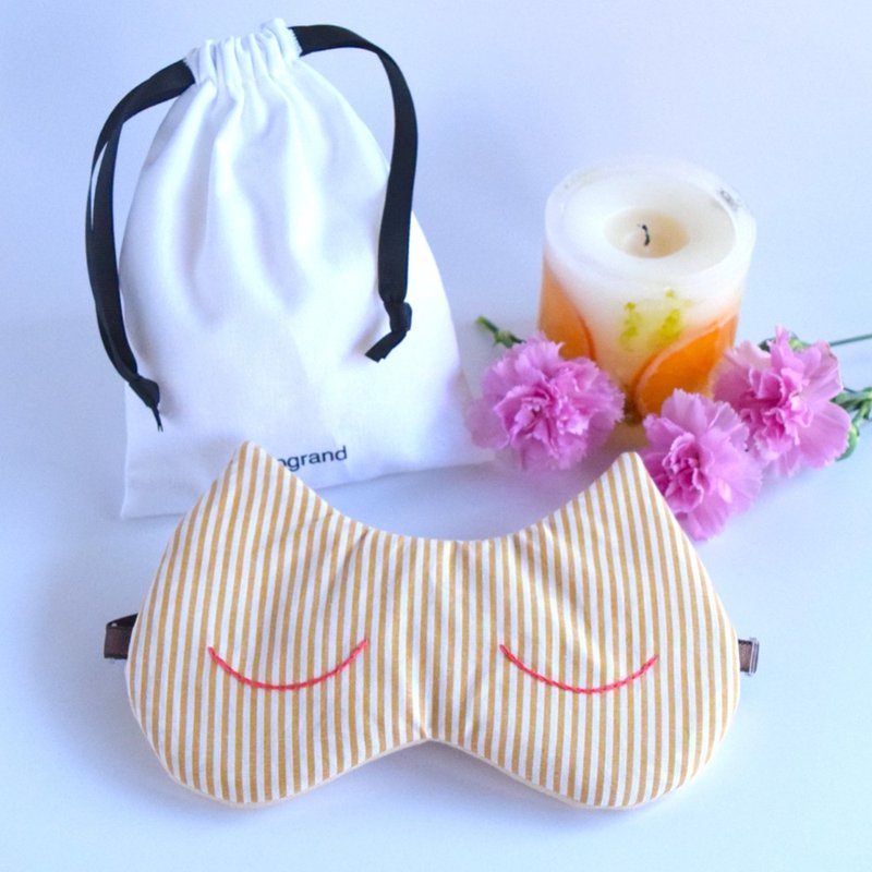 Relax Cat Sleep Mask | storage pouch | travel | nap | - ผ้าปิดตา - ผ้าฝ้าย/ผ้าลินิน สีนำ้ตาล