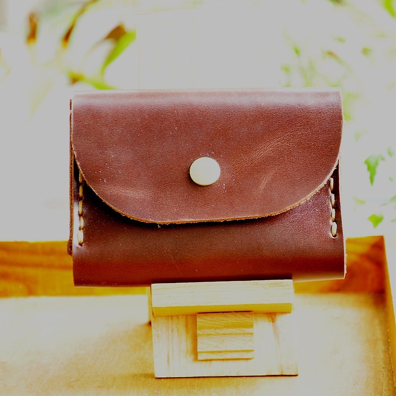 Double-layer card leather coin purse - dark brown leather - กระเป๋าใส่เหรียญ - หนังแท้ 