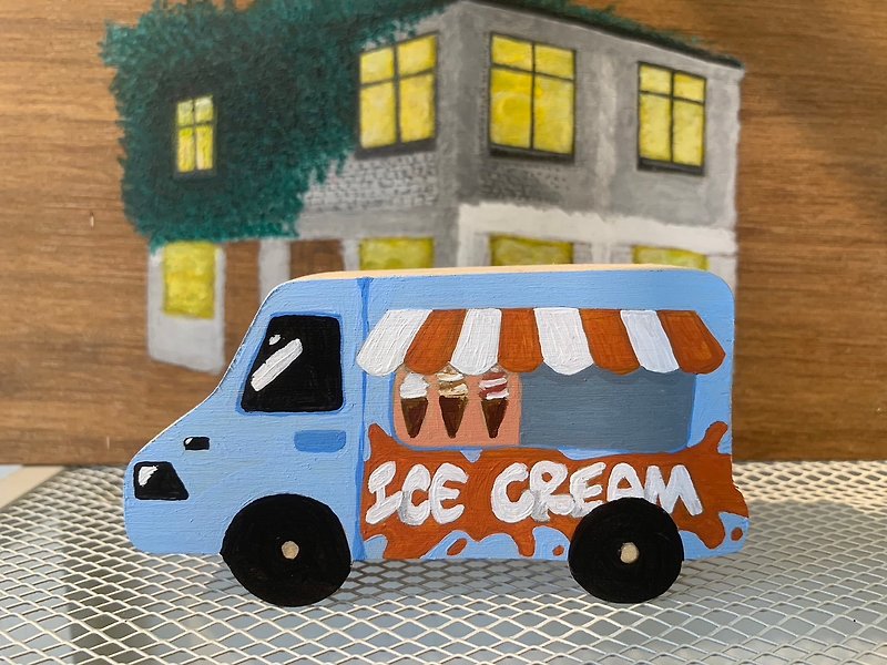 麵包箱型車 - 彩繪積木DIY材料包 - 插畫/繪畫/寫字 - 木頭 咖啡色