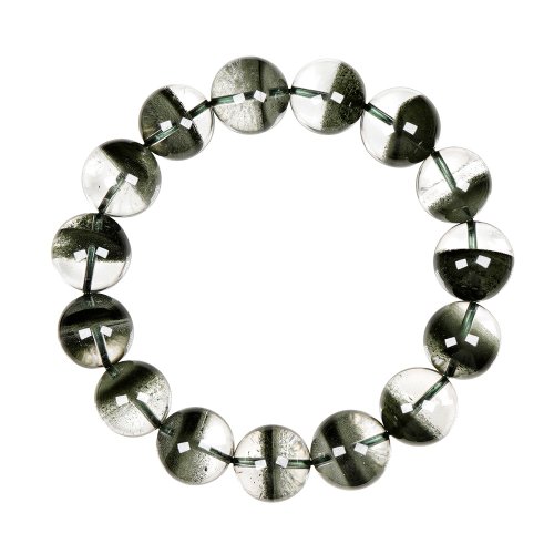正佳珠寶 Gemsrich Jewelry 【正佳珠寶】綠幽靈 超頂級玻璃體一線天 13.9-14.3mm 綠幽靈手珠