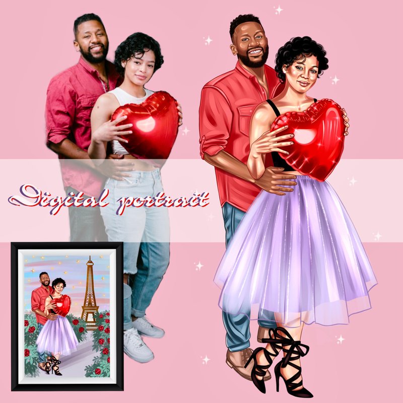 Digital Family Portrait, Digital Portrait, Family Drawing - 電子似顏繪/繪畫/插畫 - 其他材質 